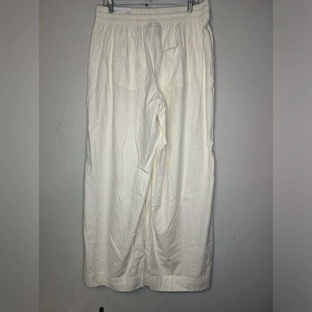 NWT Lane Bryant Cream Linen Wide Leg Mid Rise Pant Size 12 - Picture 3 of 7